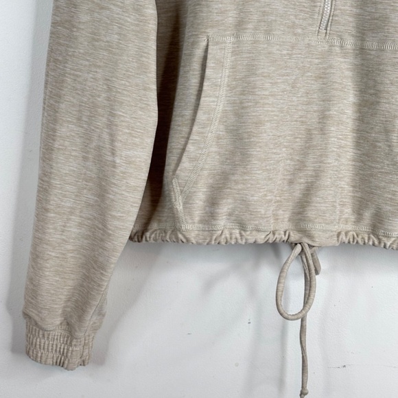 Abercrombie Soft A&F Cinch Hem Half Zip Pullover S Beige Oatmeal Cropped Bungee - Picture 4 of 12